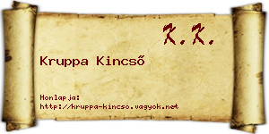 Kruppa Kincső névjegykártya